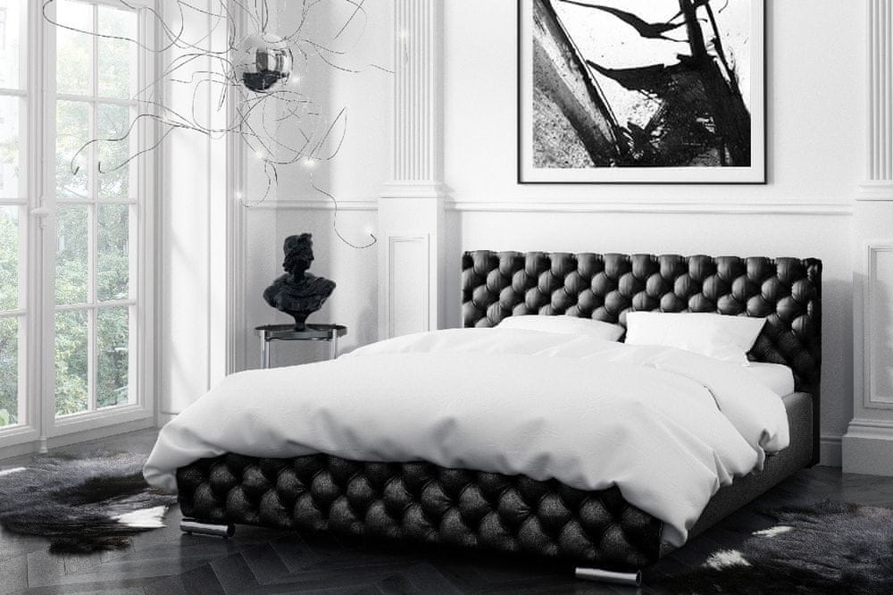 Veneti Čalúnená posteľ Farida s úložným priestorom čierna 200 x 200