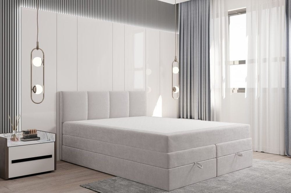 Veneti Čalúnená posteľ s úložným priestorom 140x200 PORSHA - sivá