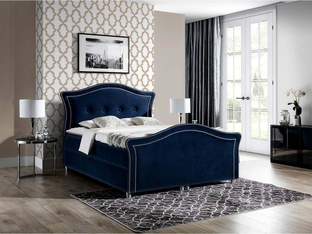 Veneti Kontinentálna manželská posteľ 200x200 VARIEL 2 - modrá + topper ZDARMA