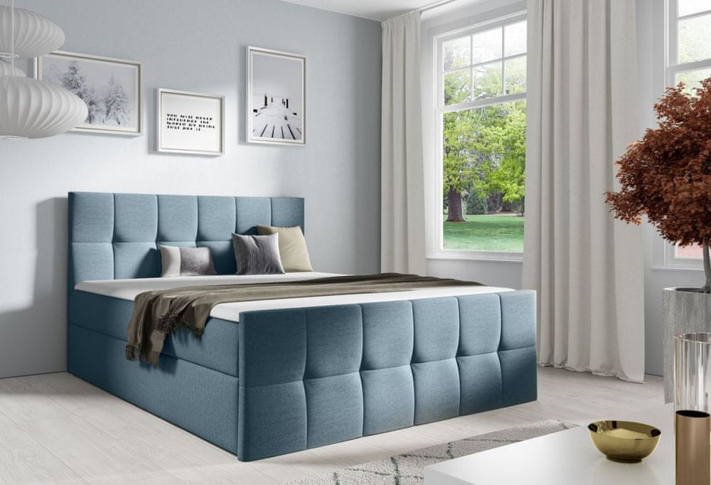 Veneti Manželská posteľ CHLOE - 140x200, modrá 1 + topper ZDARMA