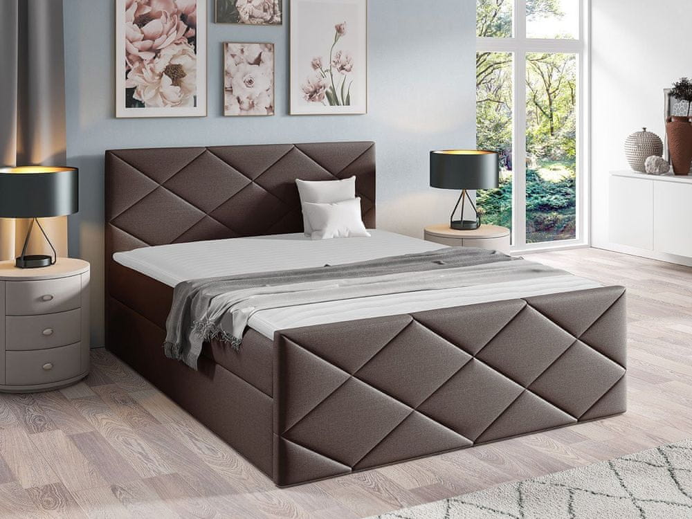 Veneti Kontinentálna jednolôžková posteľ 120x200 MATIA - hnedá 1 + topper ZDARMA