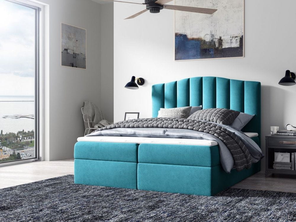 Veneti Kontinentálna posteľ LUCIA - 160x200, modrá + topper ZDARMA