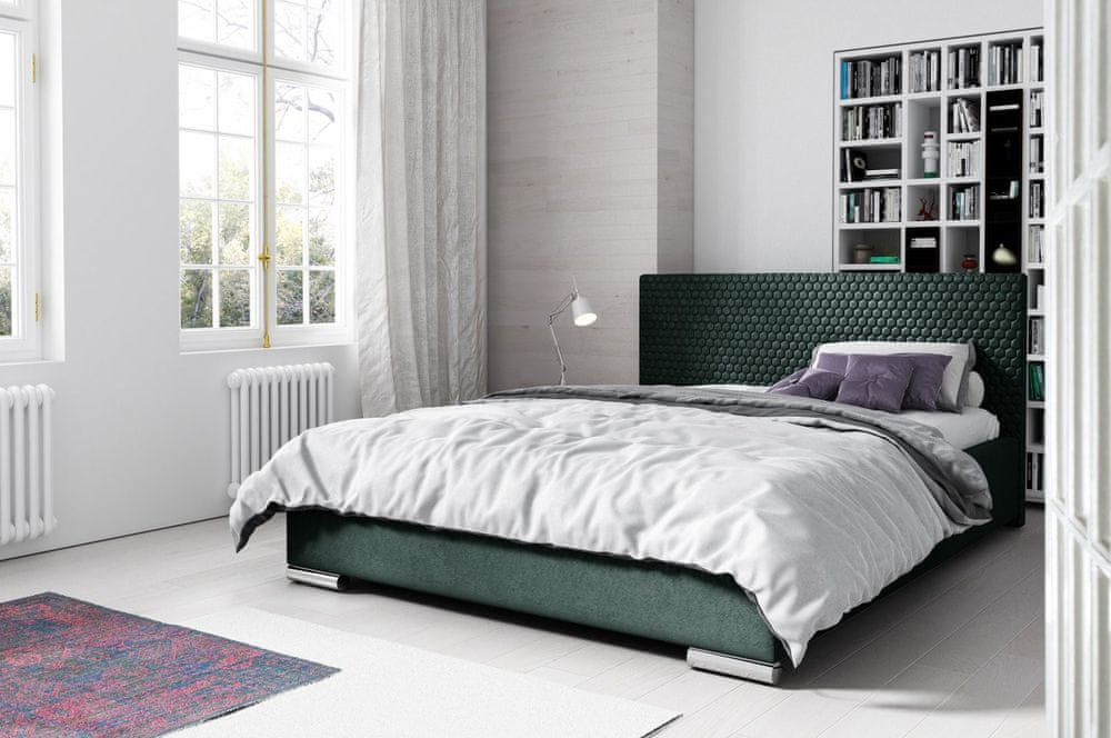 Veneti Elegantná čalúnená posteľ Champ 120x200, zelená