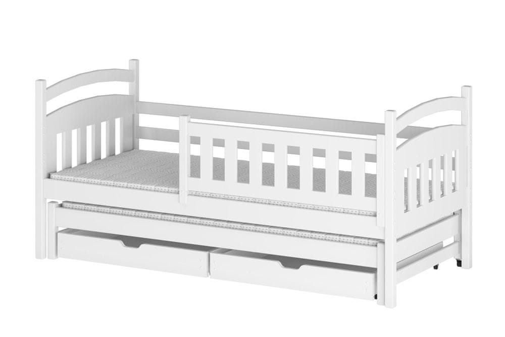 Veneti Detská posteľ so zásuvkami 80x180 GABINA - biela