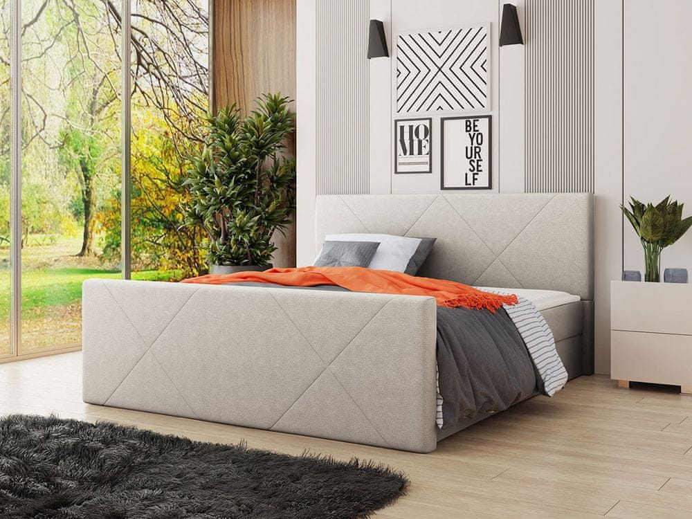 Veneti Americká posteľ s úložným priestorom 140x200 RANON 4 - béžová + topper ZDARMA