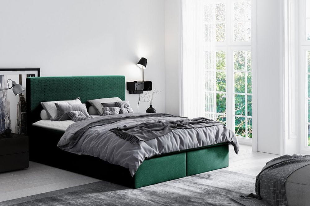 Veneti Hotelová manželská posteľ 140x200 ROSENDO - zelená + topper ZDARMA
