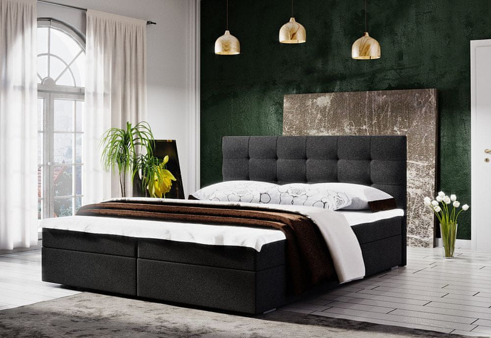 Veneti Moderná posteľ s úložným priestorom 140x200 STIG II - antracit