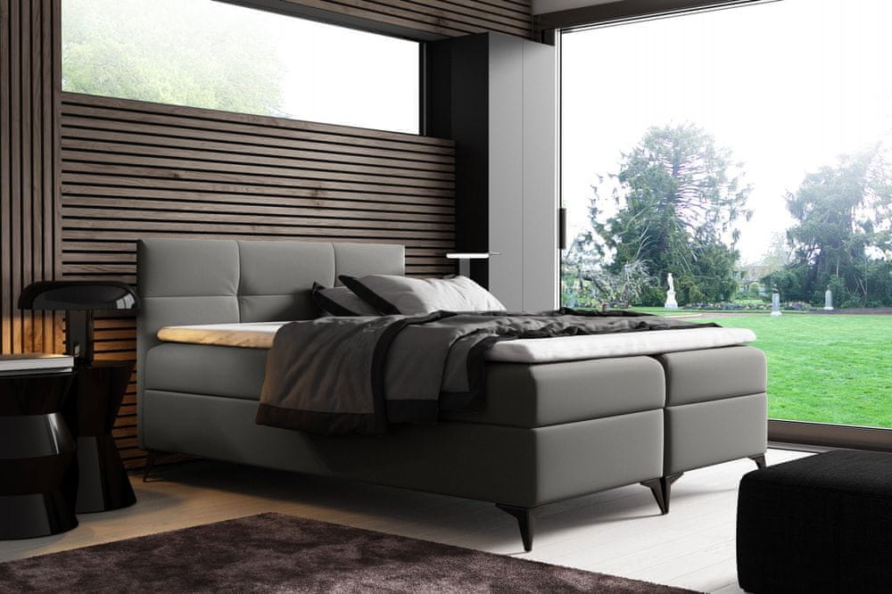 Veneti Elegantná posteľ potiahnutá eko kožou Floki 200x200, šedá
