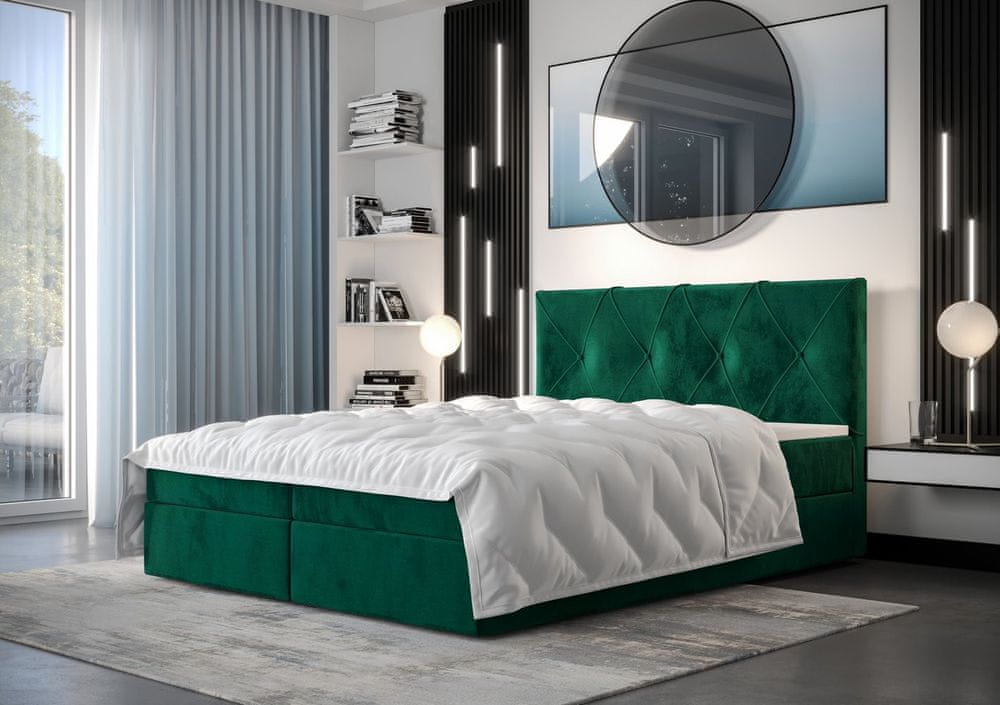 Veneti Hotelová posteľ LILIEN - 140x200, zelená