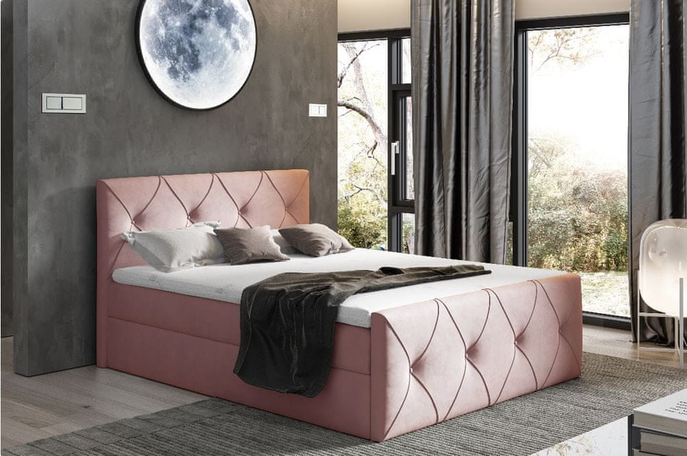 Veneti Kontinentálna posteľ 180x200 CARMEN LUX - ružová + topper ZDARMA