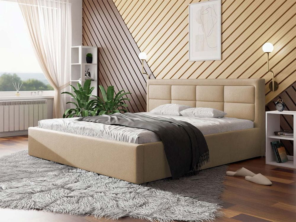 Veneti Manželská posteľ s roštom 200x200 PALIGEN 2 - béžová