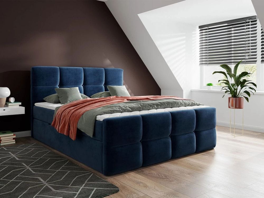 Veneti Boxspringová manželská posteľ 180x200 SEVERO - modrá