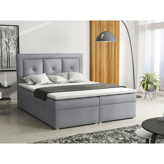 Veneti Manželská kontinentálna posteľ 160x200 GOSTORF 2 - svetlá šedá + topper ZDARMA