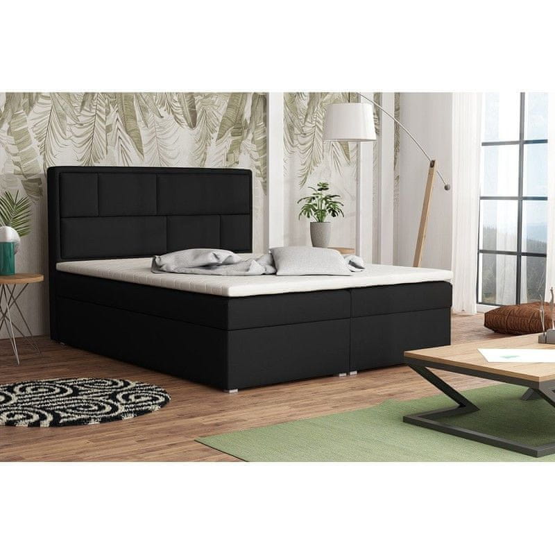 Veneti Boxspringová manželská posteľ s úložným priestorom 180x200 IVENDORF 1 - čierna + topper ZDARMA