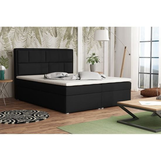 Veneti Boxspringová manželská posteľ s úložným priestorom 160x200 IVENDORF 1 - čierna + topper ZDARMA