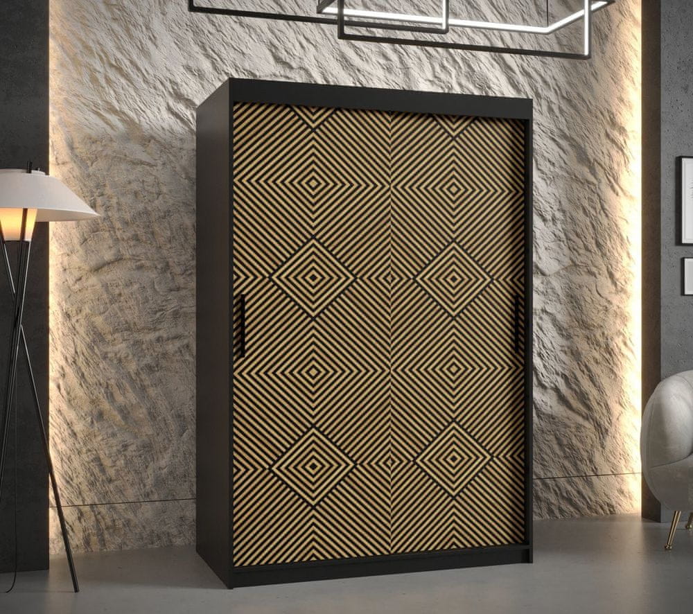 Veneti Priestranná šatníková skriňa s posuvnými dverami MARIEM 2 - šírka 120 cm, čierna