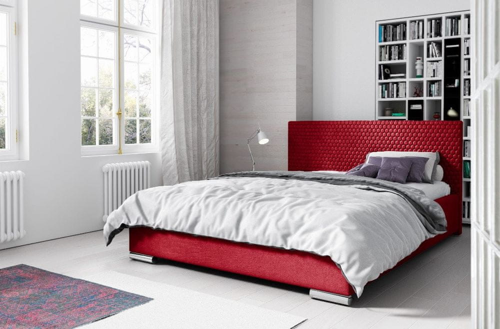 Veneti Elegantná čalúnená posteľ Champ 140x200, červená
