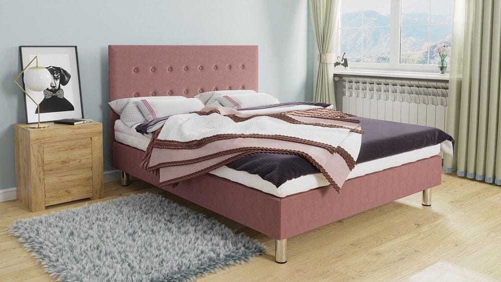 Veneti Kontinentálna manželská posteľ 140x200 NECHLIN 1 - ružová