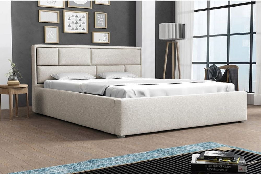 Veneti Jednolôžková posteľ s úložným priestorom a roštom 120x200 IVENDORF 2 - krémová