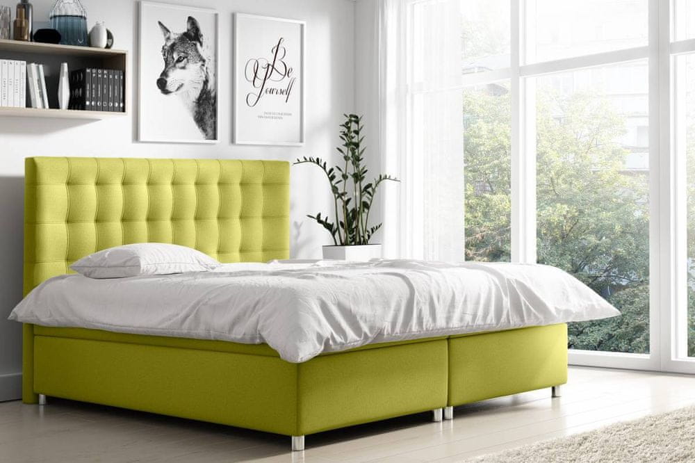 Veneti Veľká čalúnená posteľ Diana zelená 200 + Topper zdarma