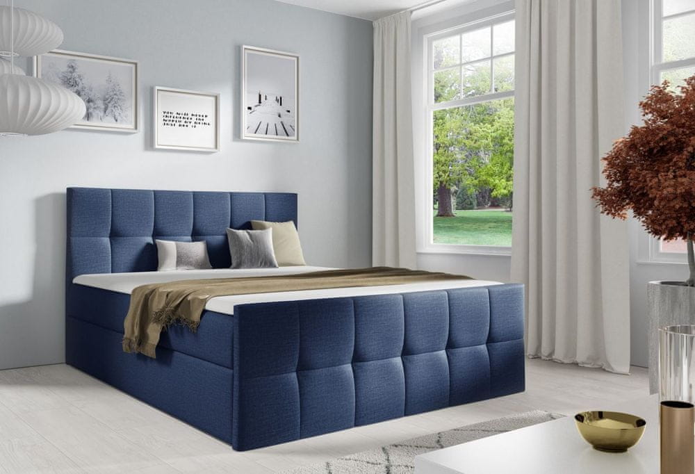 Veneti Manželská posteľ CHLOE - 180x200, modrá 3 + topper ZDARMA
