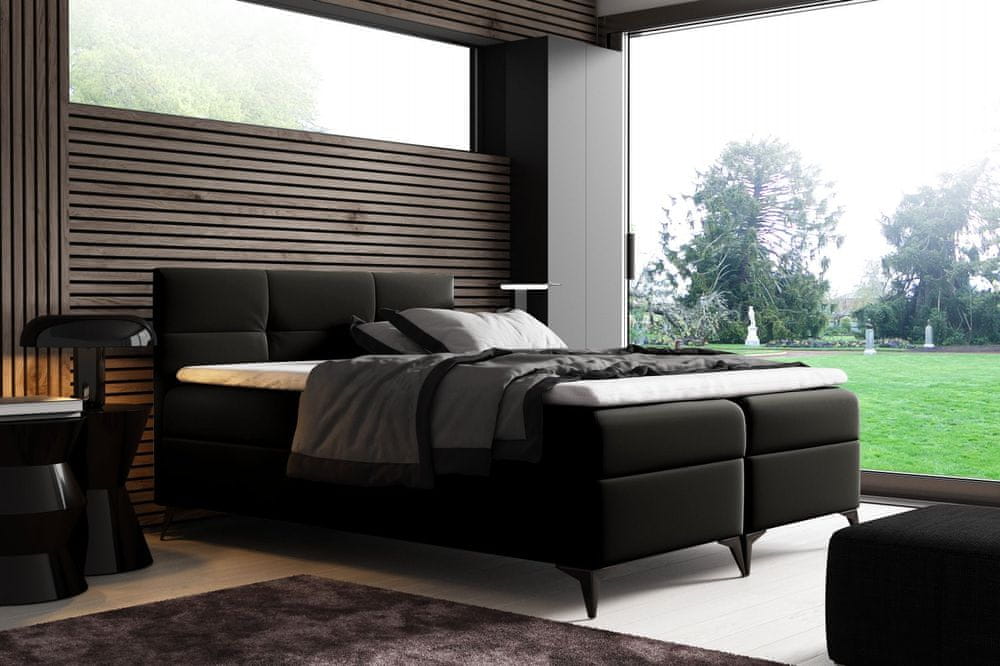 Veneti Elegantná posteľ potiahnutá eko kožou Floki i 200x200, čierna