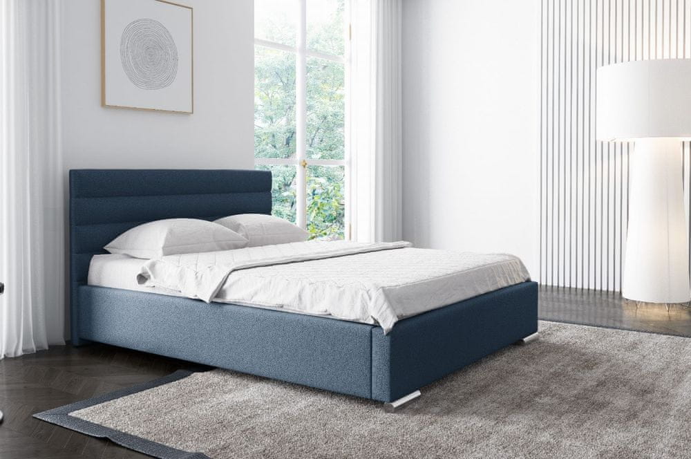 Veneti Elegantná čalúnená posteľ Leis 140x200, modrá