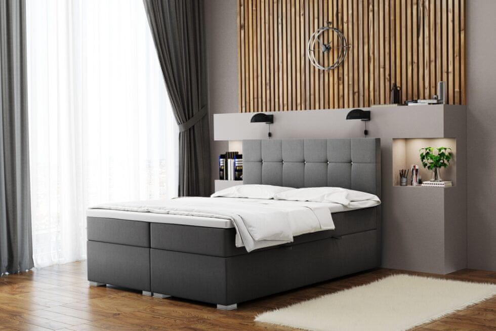 Veneti Pohodlná manželská posteľ SILVIE 200x200 - sivá