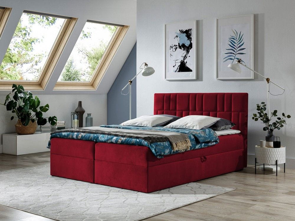 Veneti Americká manželská posteľ 180x200 TOMASA 3 - červená + topper ZDARMA