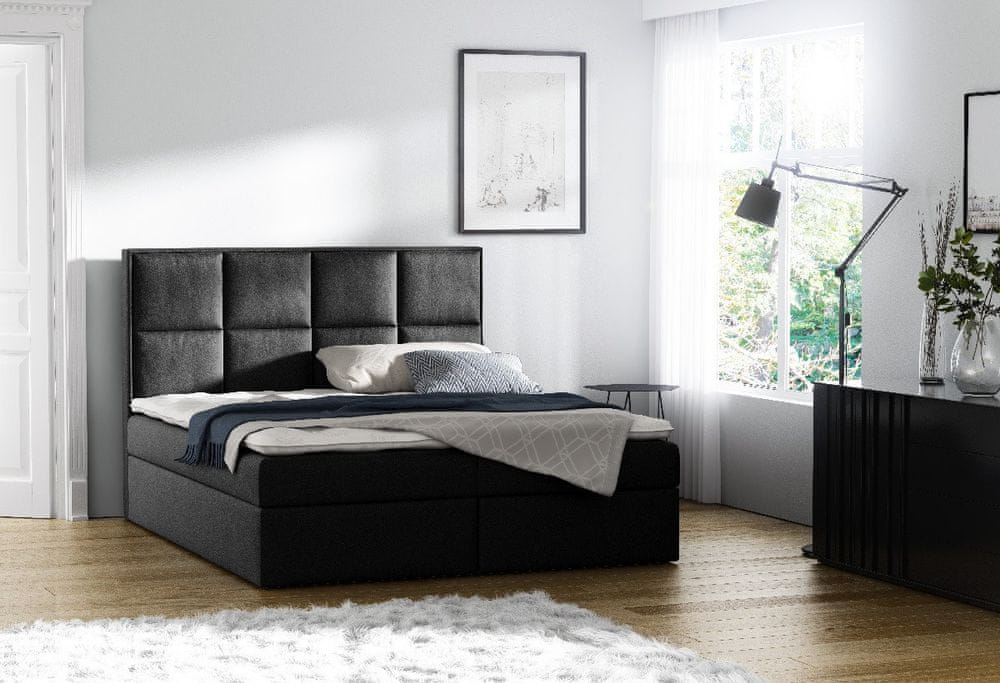 Veneti Čalúnená posteľ s úložným priestorom Sivio čierna 120 + TOPPER ZDARMA