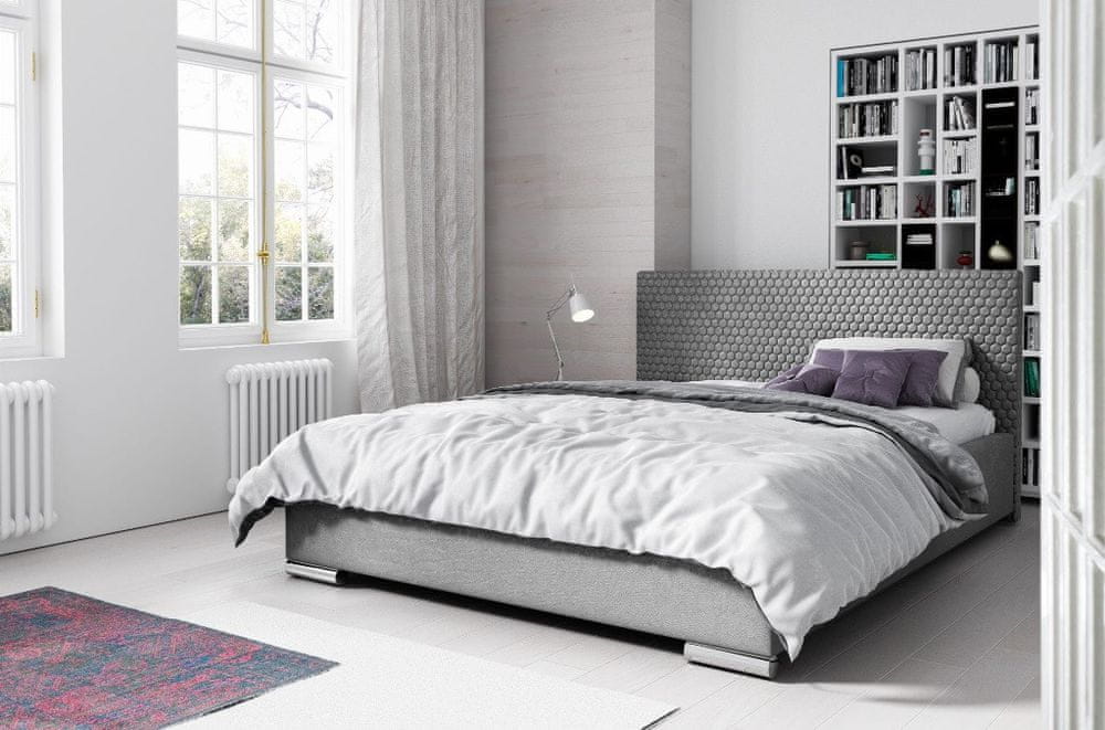 Veneti Elegantná čalúnená posteľ Champ 180x200, šedá