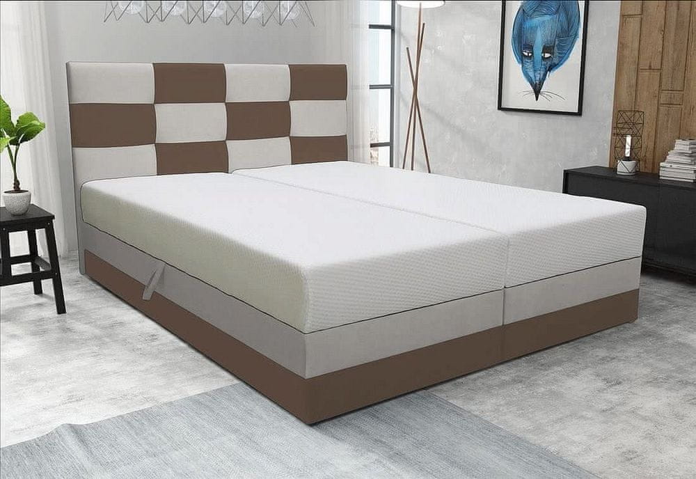 Veneti Dizajnová posteľ MARLEN 140x200, hnedá + béžová