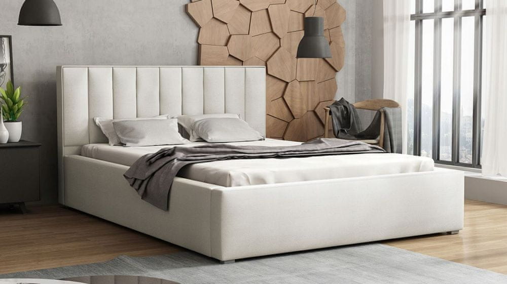 Veneti Manželská posteľ s úložným priestorom a roštom 180x200 TARNEWITZ 2 - krémová