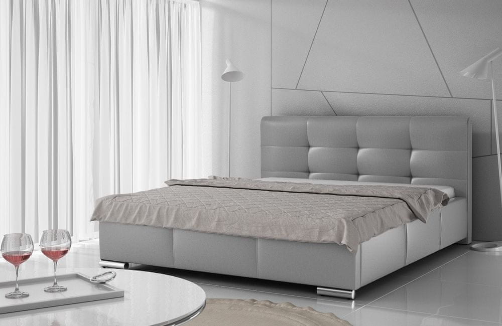 Veneti Luxusná čalúnená posteľ Latium s úložným priestorom šedá eko koža 180 x 200