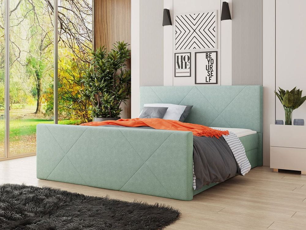 Veneti Americká posteľ s úložným priestorom 160x200 RANON 4 - tyrkysová + topper ZDARMA