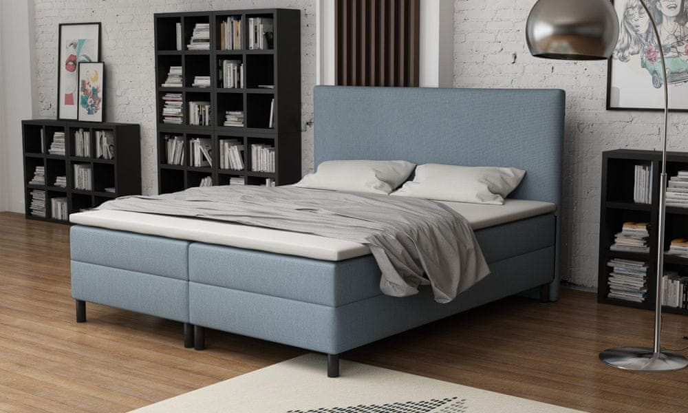 Veneti Čalúnená manželská posteľ 160x200 s nožičkami 12 cm CYRILA - modrá