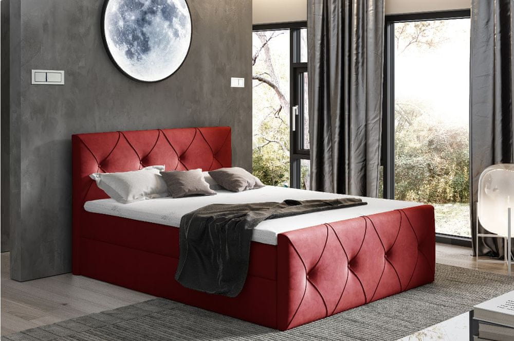 Veneti Kontinentálna posteľ 140x200 CARMEN LUX - červená 1 + topper ZDARMA
