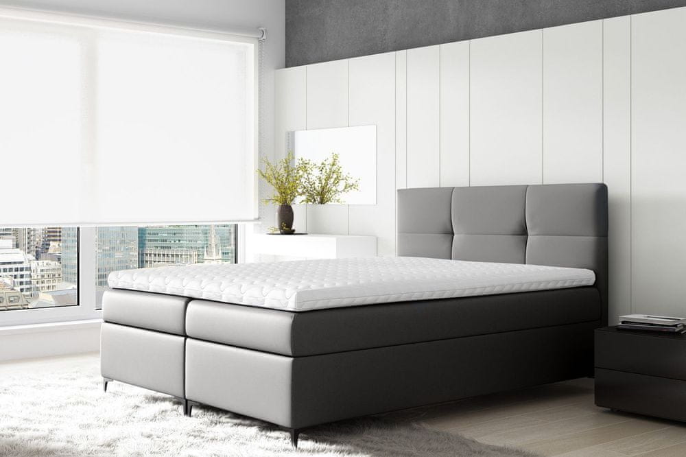 Veneti Boxspringová posteľ BESSIE - 180x200, šedá + topper ZDARMA