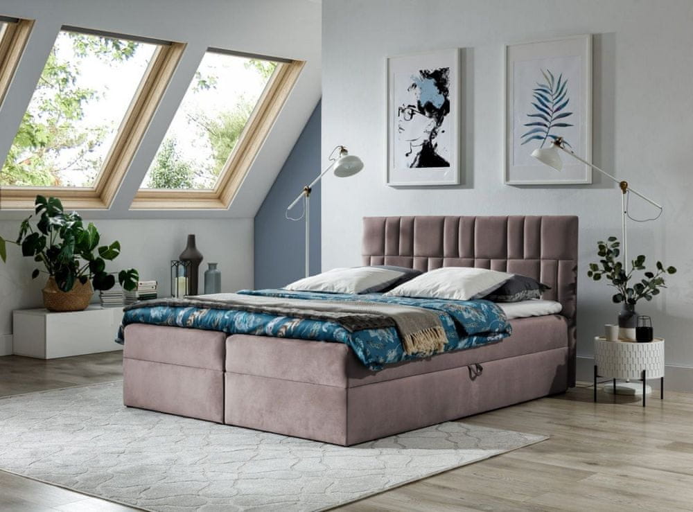 Veneti Kontinentálna posteľ 120x200 IVANA 3 - ružová + topper ZADARMO