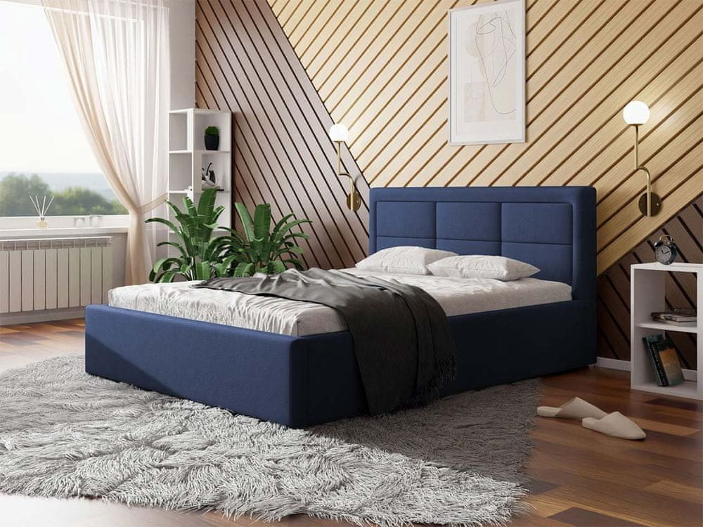 Veneti Jednolôžková posteľ s úložným priestorom a roštom 120x200 PALIGEN 2 - tmavá modrá