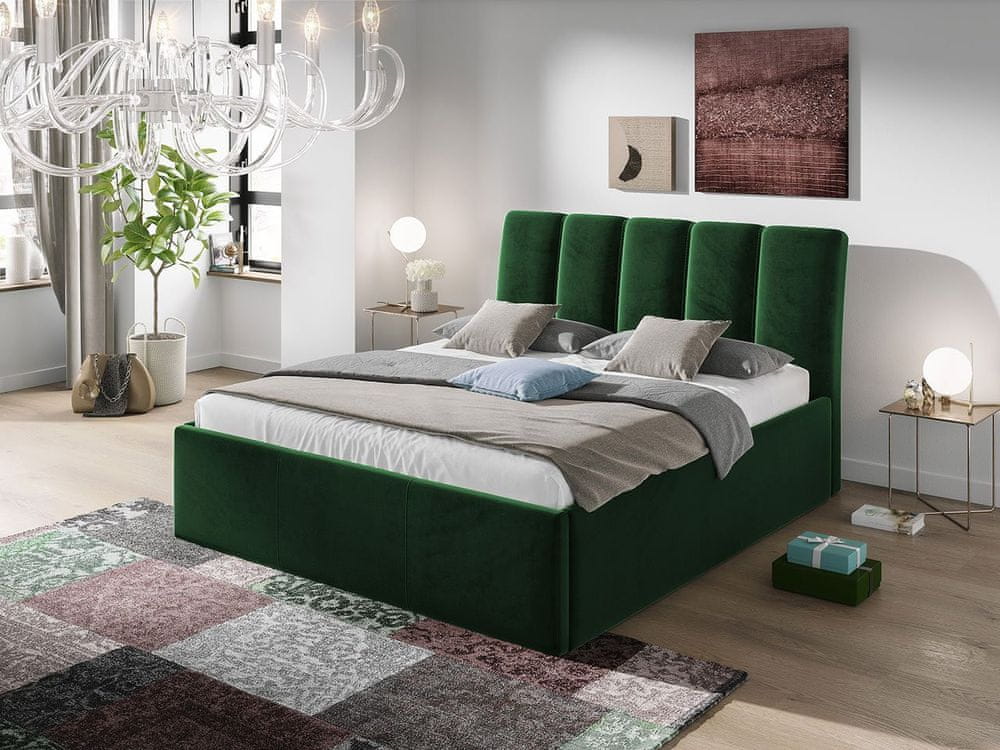 Veneti Čalúnená manželská posteľ 180x200 TRALEE - zelená