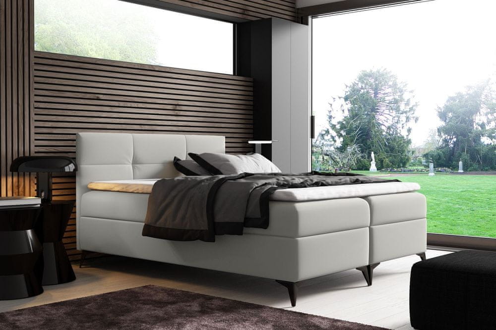 Veneti Elegantná posteľ FLOKI - 200x200, biela + topper ZDARMA