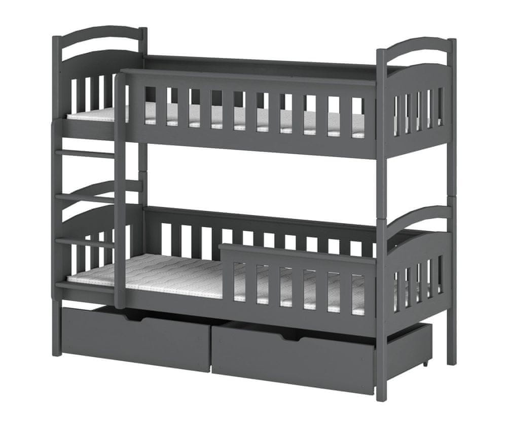 Veneti Poschodová posteľ pre dve deti DITA - 80x160, grafit