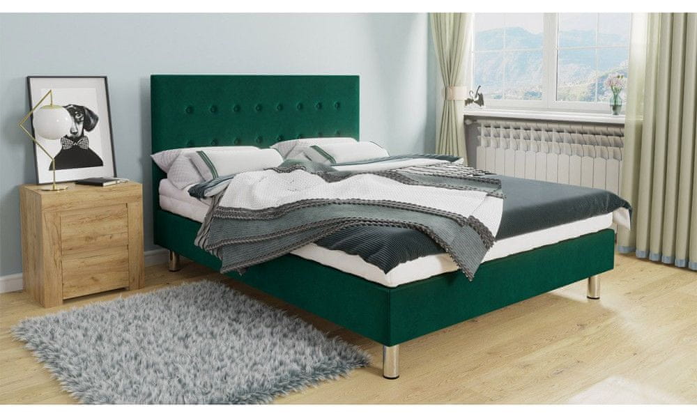 Veneti Čalúnená manželská posteľ 160x200 NECHLIN 3 - zelená