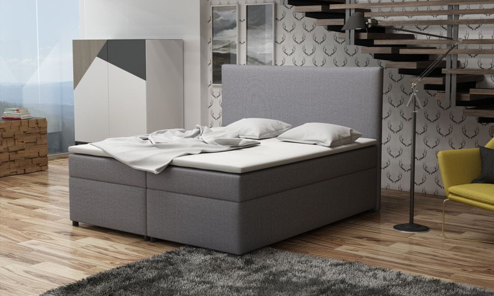 Veneti Boxspringová posteľ 160x200 s nožičkami 5 cm MIRKA - šedá