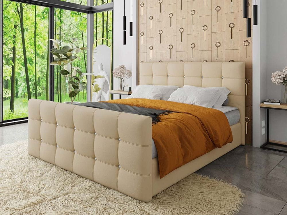 Veneti Americká manželská posteľ 140x200 TORNIO - béžová ekokoža + topper ZDARMA