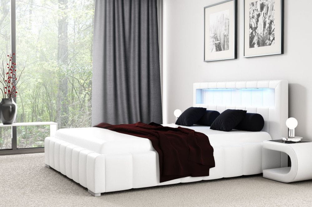 Veneti Manželská posteľ Fekri 140x200, biela eko koža