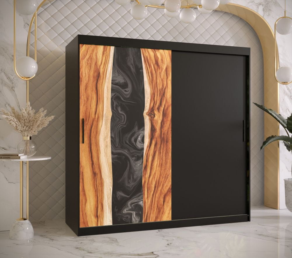Veneti Šatníková skriňa s posuvnými dverami STACY 1 - šírka 180 cm, čierna