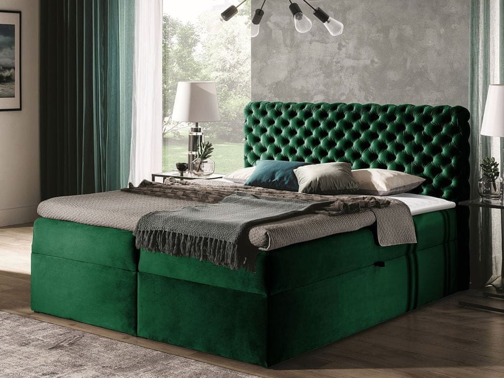 Veneti Kontinentálna manželská posteľ 200x200 VALANCIA - zelená + topper ZDARMA