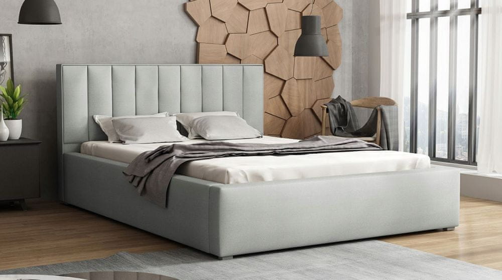 Veneti Manželská posteľ s roštom 180x200 TARNEWITZ 2 - svetlá šedá